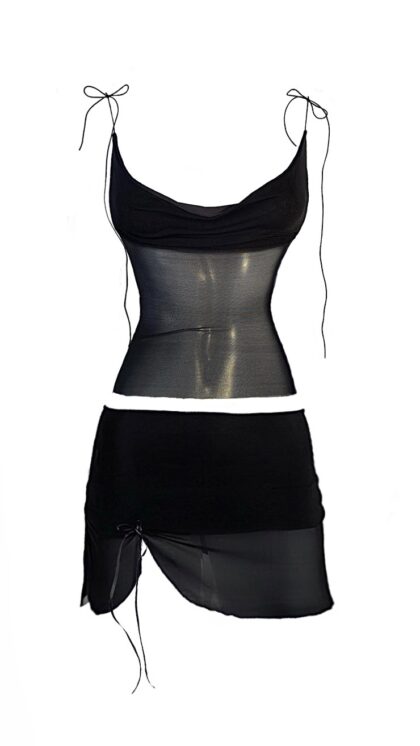 Conjunto Blusa Tule e Saia Lace Preto