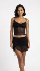 Conjunto Blusa Tule e Saia Lace Preto