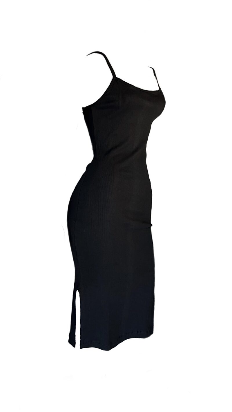 Vestido Canelado Midi Preto