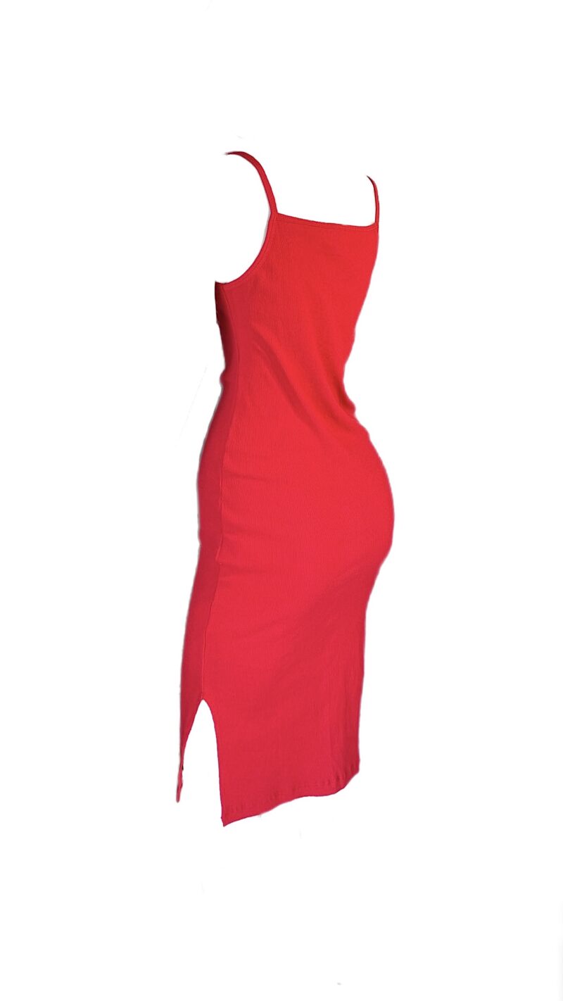 Vestido Canelado Vermelho Midi - Image 7