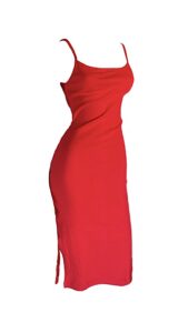Vestido Canelado Vermelho Midi