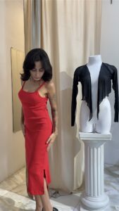 Vestido Canelado Vermelho Midi