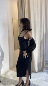 Vestido Canelado Midi Preto