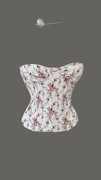 Corset Cerine e Colar Rosa Branca