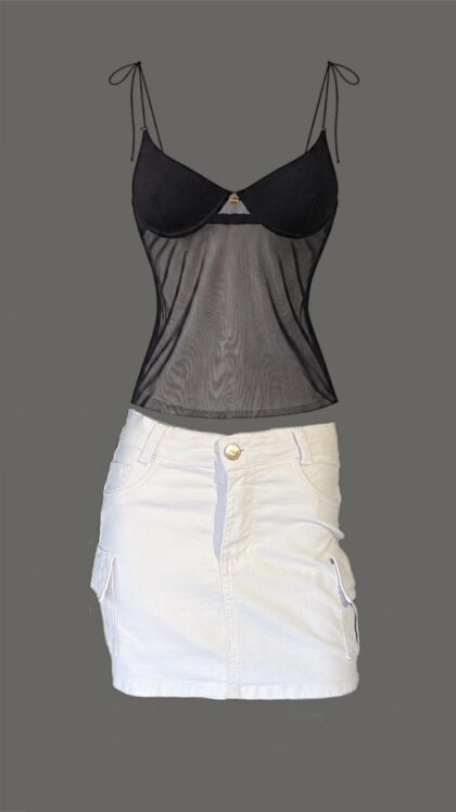 Saia Cargo Branca = > Ganha Blusa Predilet Preta
