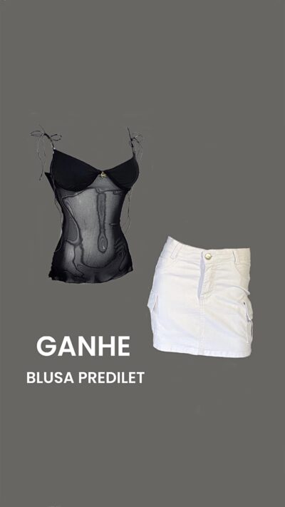 Saia Cargo Branca = > Ganha Blusa Predilet Preta