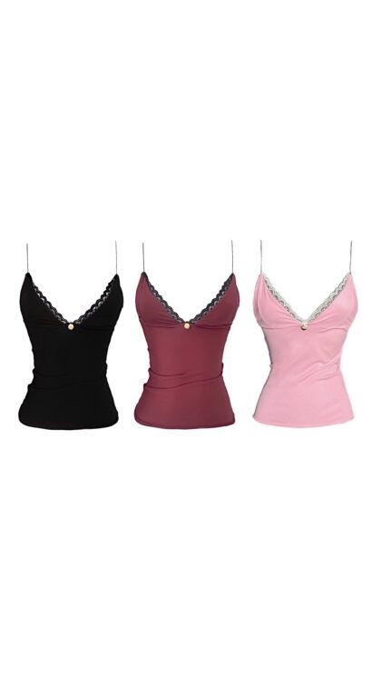 Kit Blusas Coquette Preto Vinho e Rosa