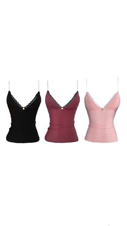 Kit Blusas Coquette Preto Vinho e Rosa