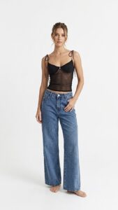 Conjunto Blusa Predilet e Calça Jeans Wide Leg Azul