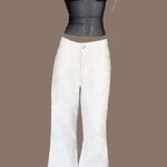 Conjunto Calça Jeans Wide Leg Branco e Blusa Predilet Preto