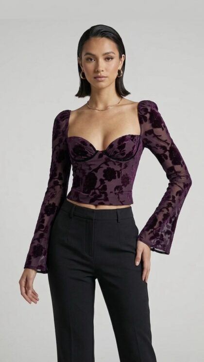 Blusa Noche Manga Flare