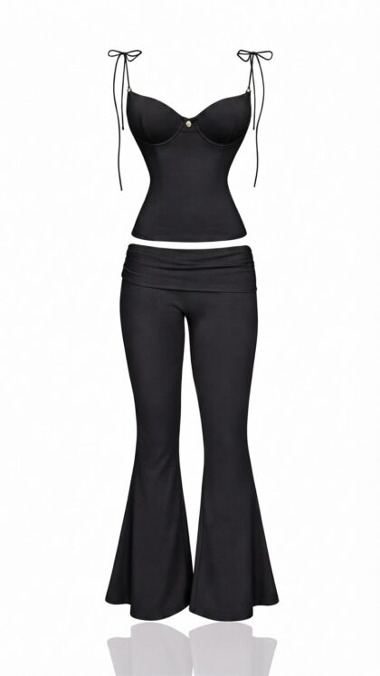 Conjunto Blusa Tulipe e Calça Coquette Preto